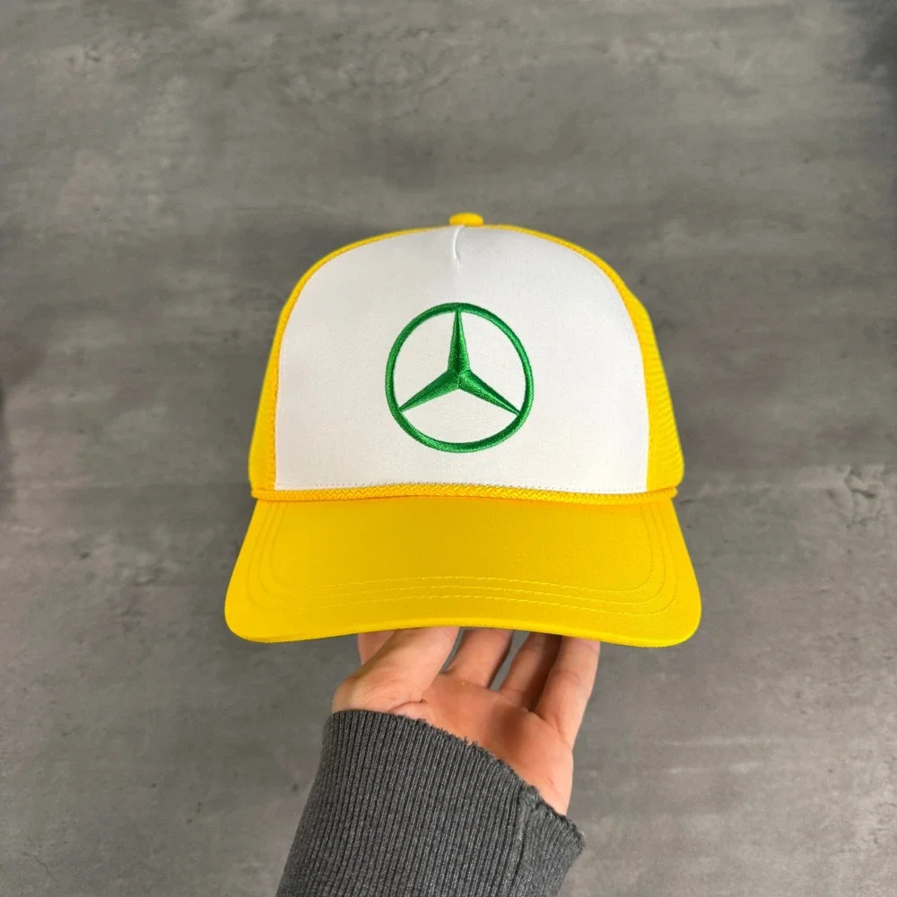 Lewis Hamilton Mercedes Petronas‎ Trucker Snapback Hat Yellow Silverstone F1 Cap